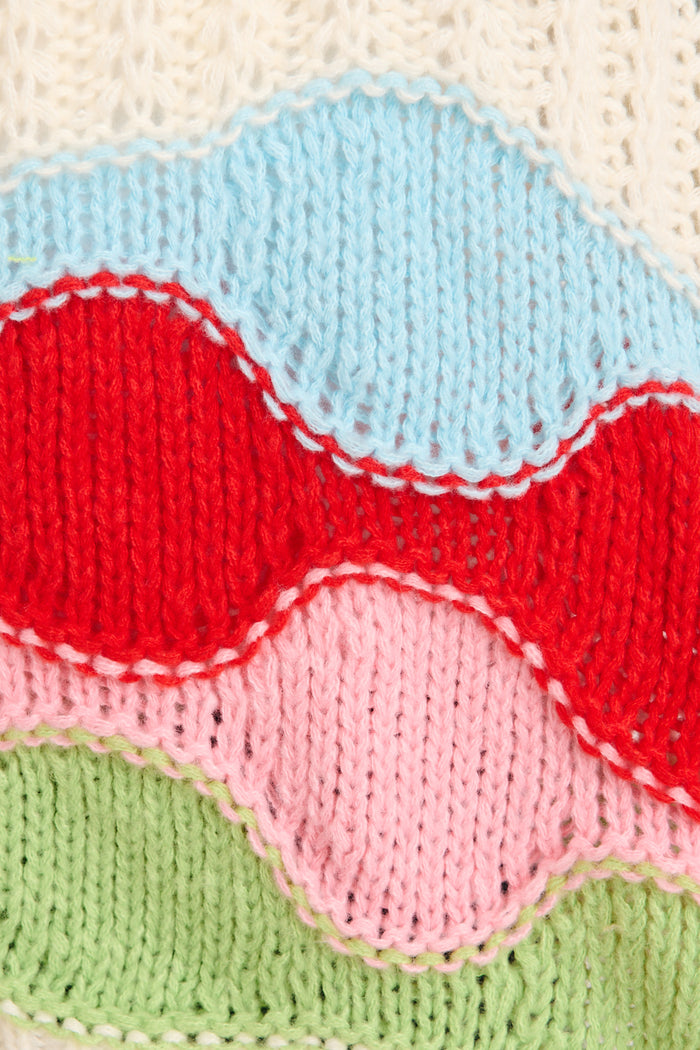 Blissfully Knit Cardigan in White Multi Wool Blend fabric