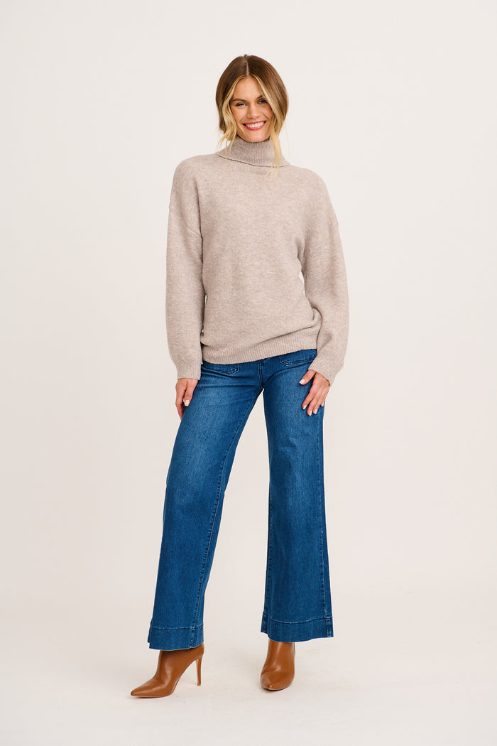 Solace Knit in Beige Marle full length