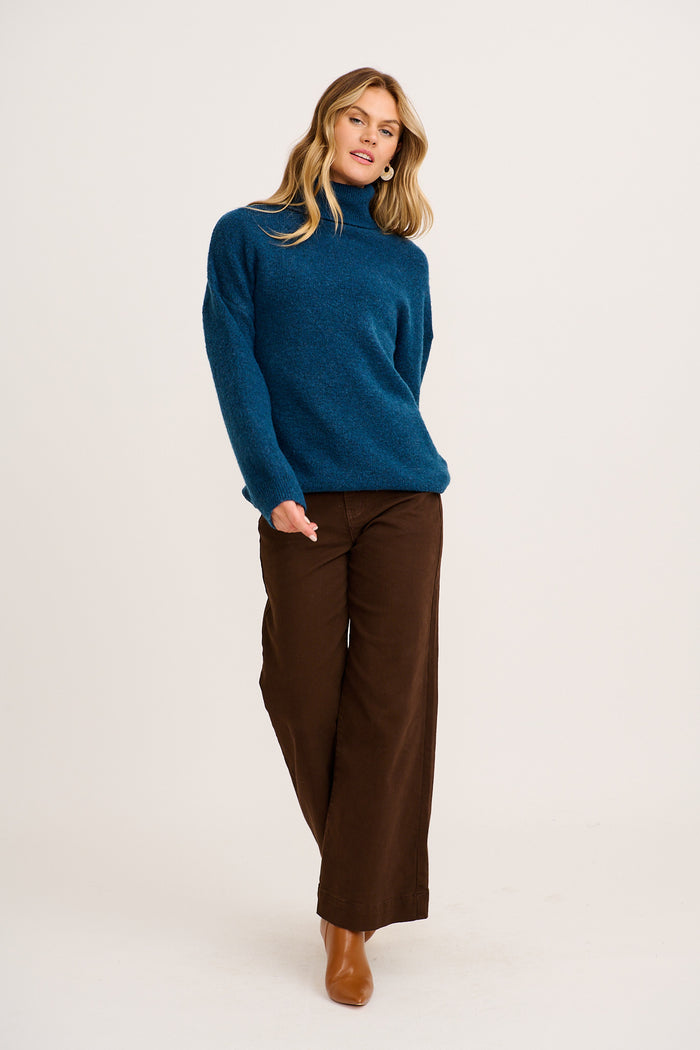 Solace Knit in Navy Marle full length