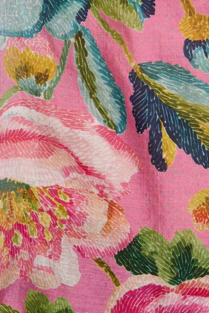Daphne Top in Pink Multi Floral Cotton Blend fabric