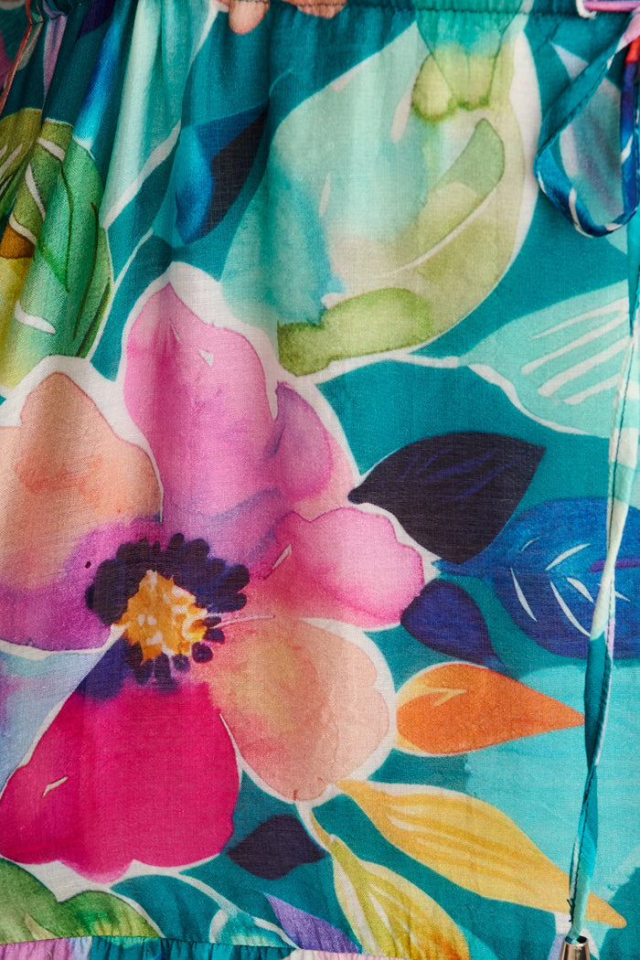Tilley Dress in Green Multi Floral Cotton Blend fabric