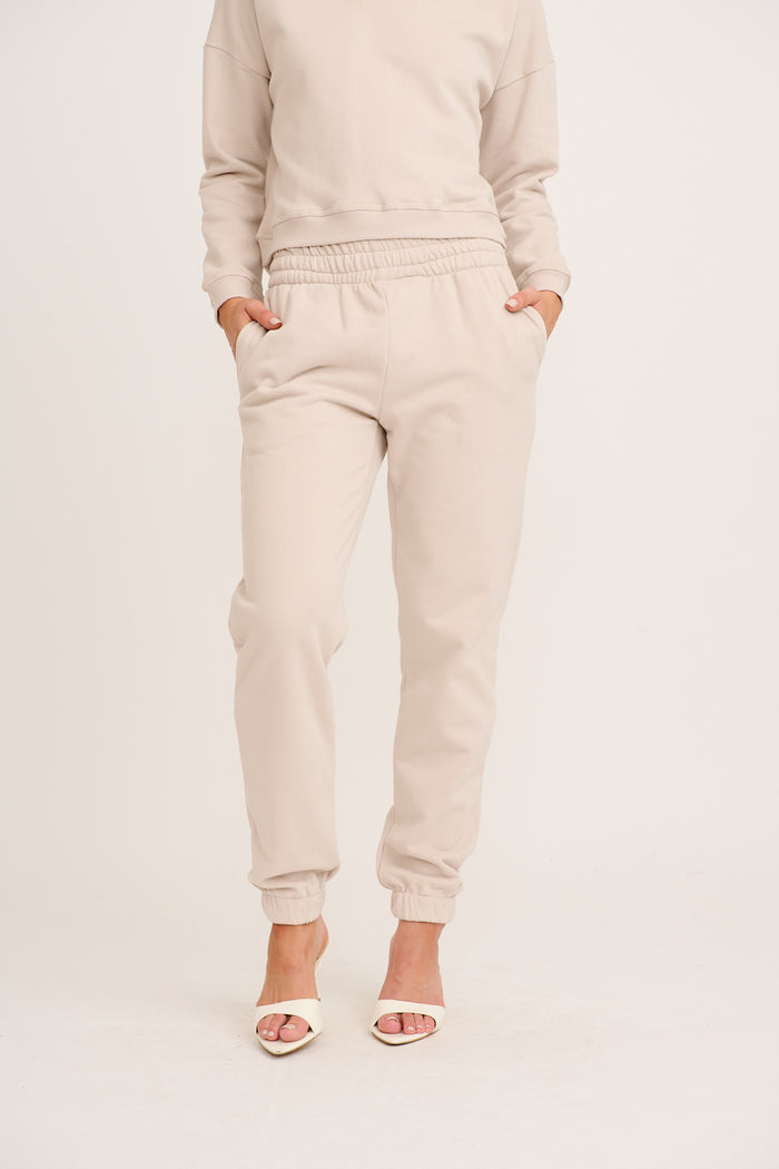 Cuddle Pant in Beige Cotton Blend front
