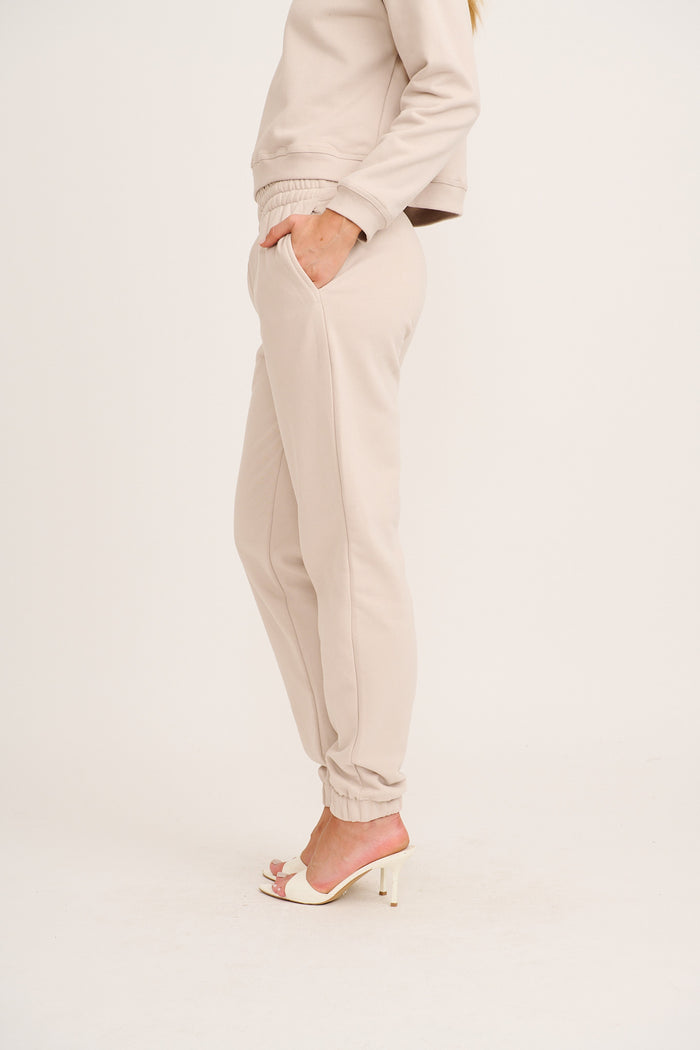 Cuddle Pant in Beige Cotton Blend side