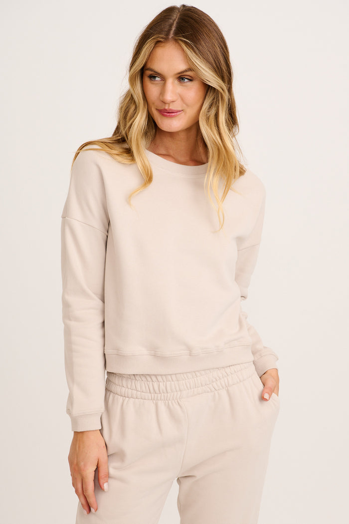 Cuddly Top in Beige Cotton Blend front