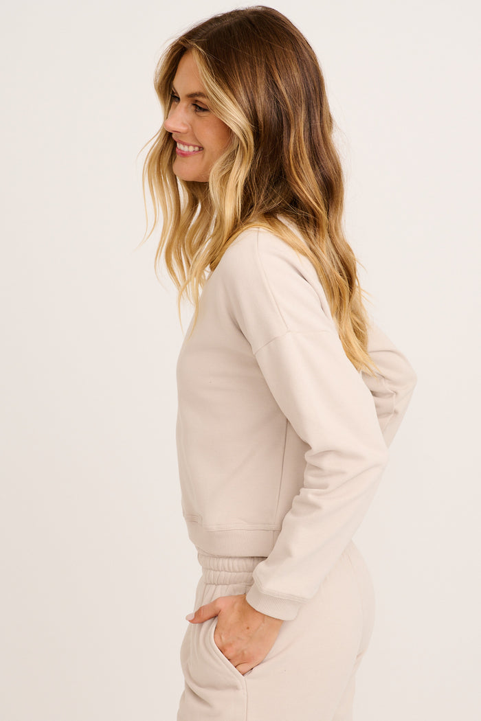 Cuddly Top in Beige Cotton Blend side