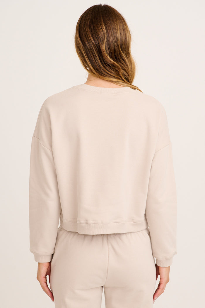 Cuddly Top in Beige Cotton Blend back