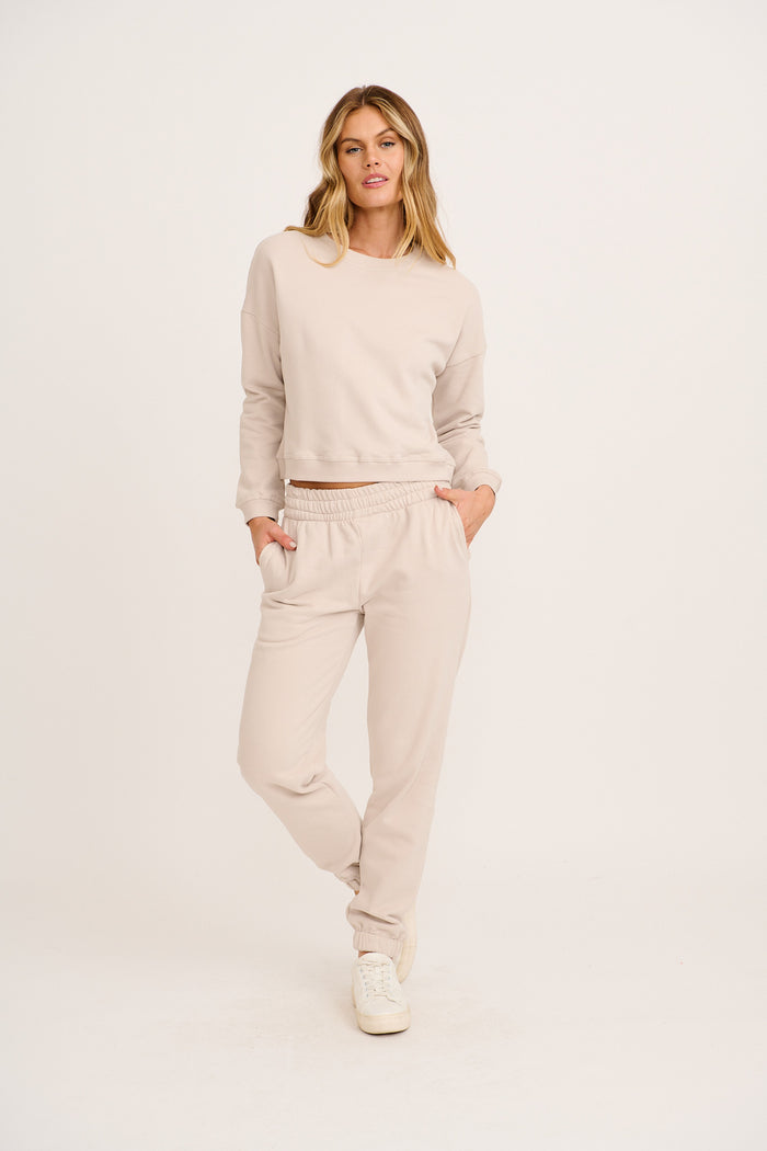 Cuddly Top in Beige Cotton Blend full length