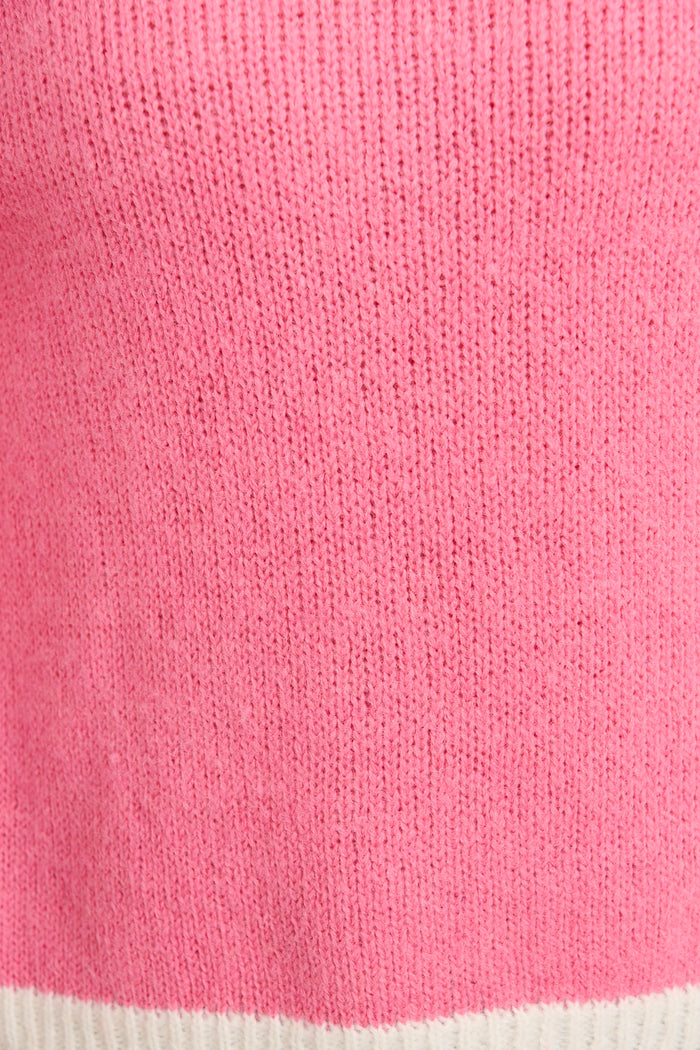 Soft Feel Knit in Pink with Red Wool Blend fabric