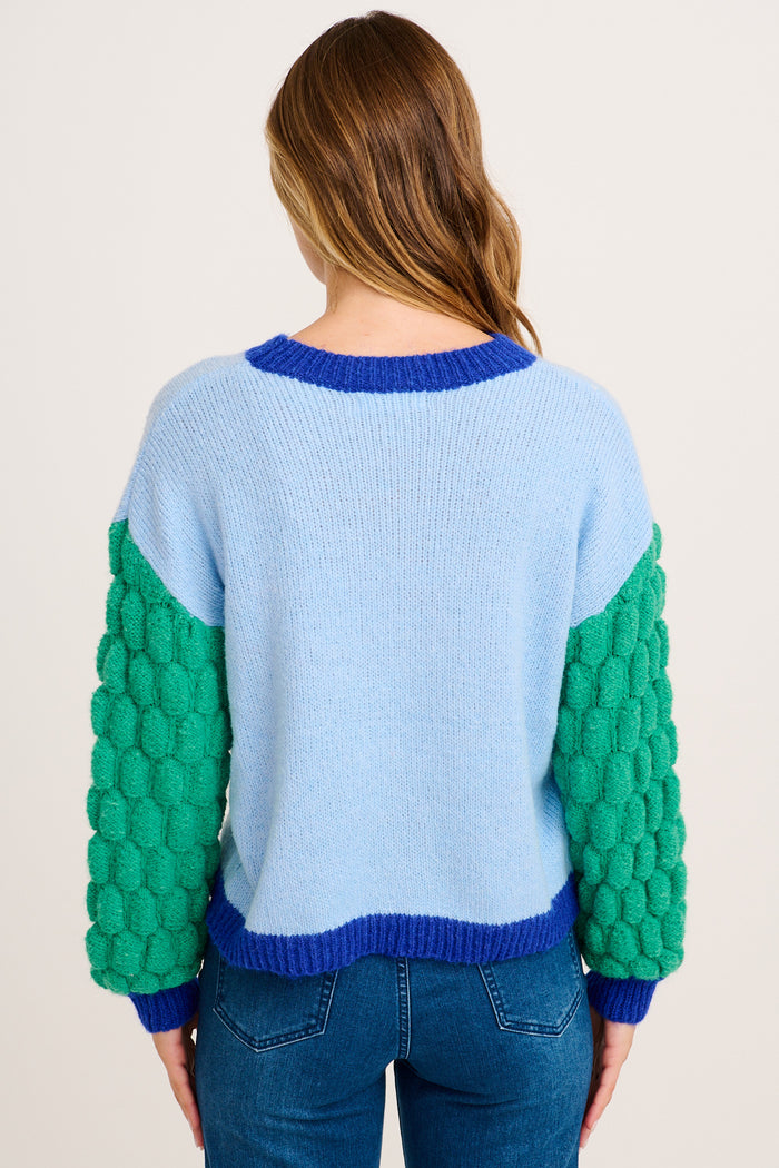 Soft Feel Knit in Cobalt and Green Wool Blend back