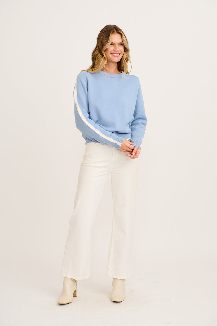 Lulwa Knit in Blue Cotton Blend full length