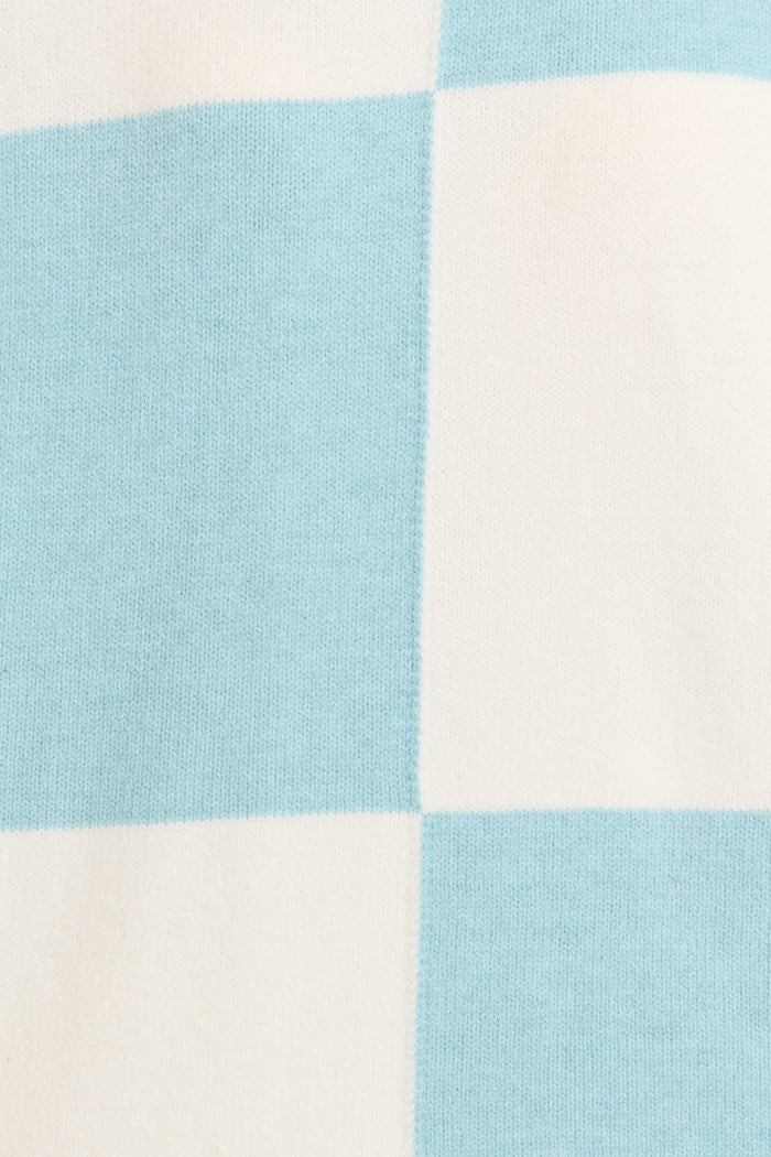 Zipporah Knit in Blue and White Colour Block Cotton Blend fabric
