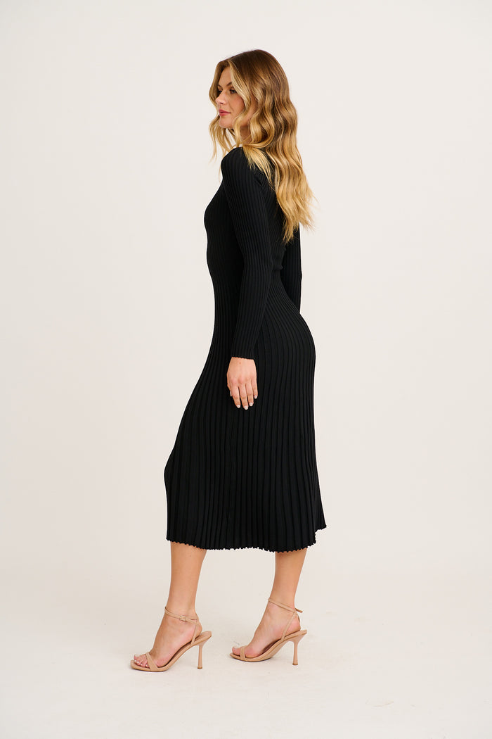 Thistle Midi Knit Dress in Black side