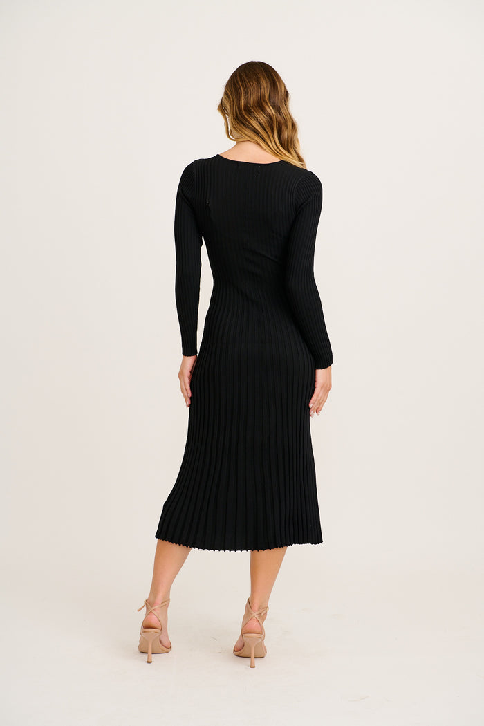 Thistle Midi Knit Dress in Black back