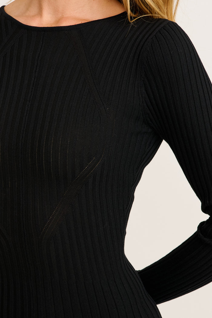 Thistle Midi Knit Dress in Black detail