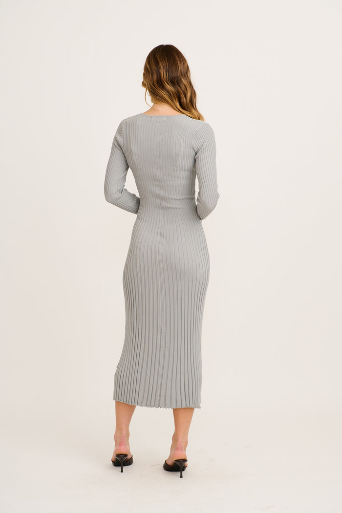 Thistle Midi Knit Dress in Grey back