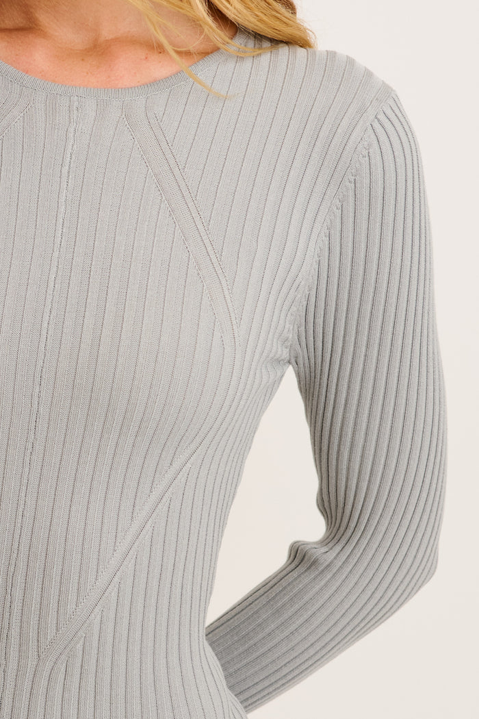 Thistle Midi Knit Dress in Grey detail