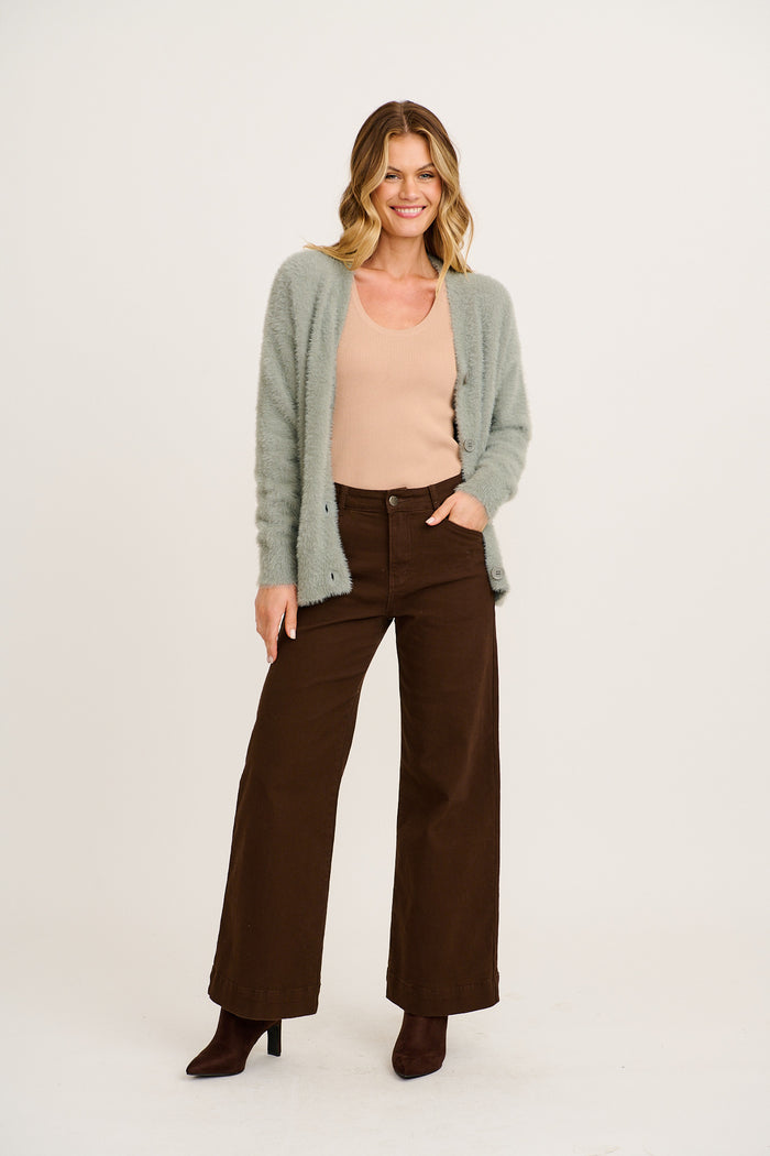 Verbena Knit Cardigan in Grey full length