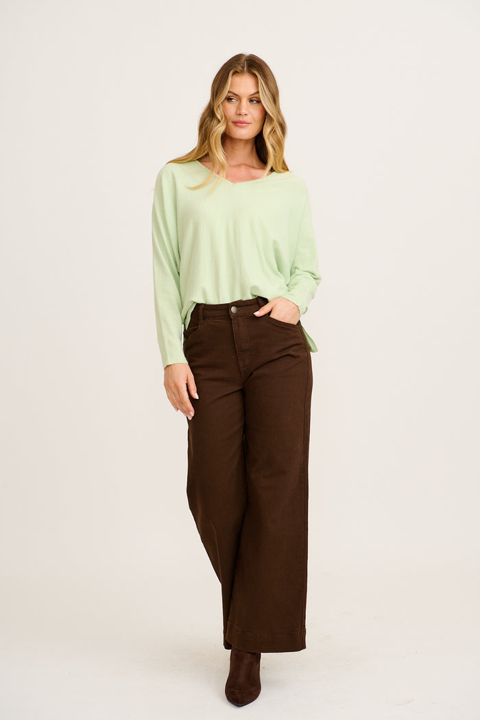 Freja Knit in Mint Green full length