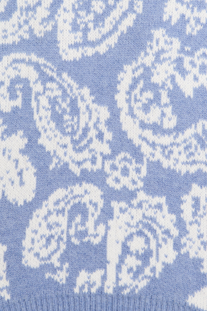 Artist Work Knit in Blue Paisley Wool Blend fabric