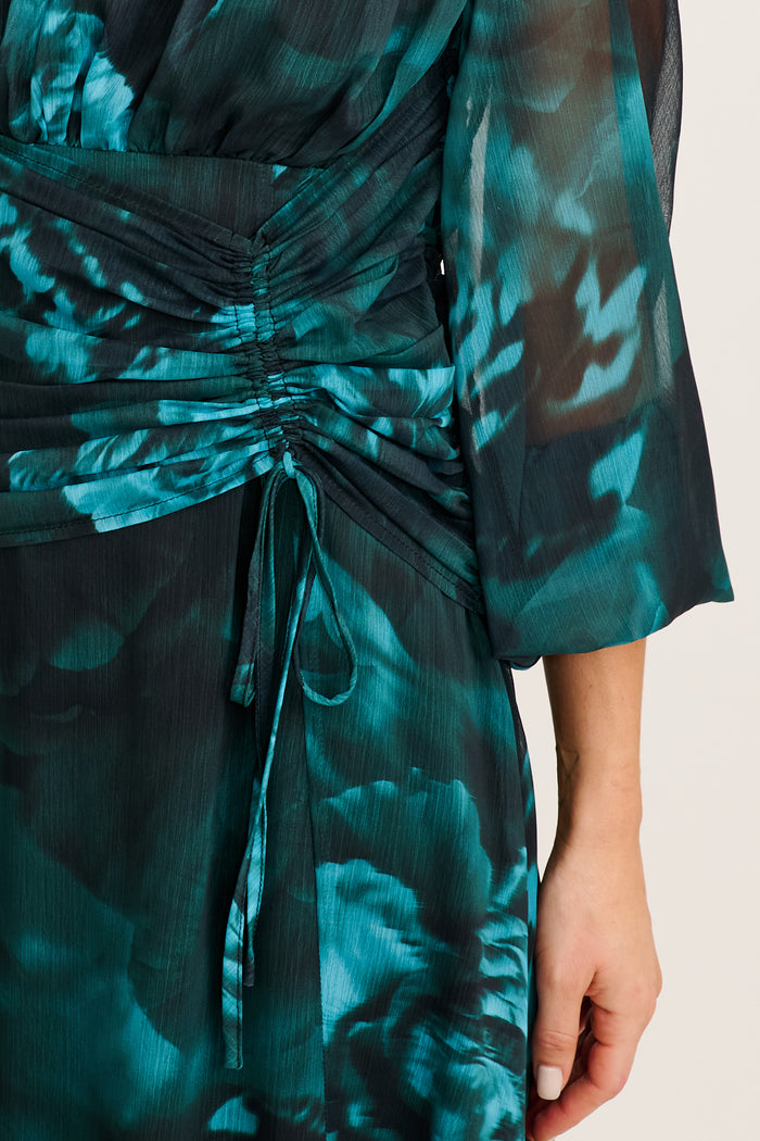 Prima Maxi Dress in Green Floral Chiffon detail