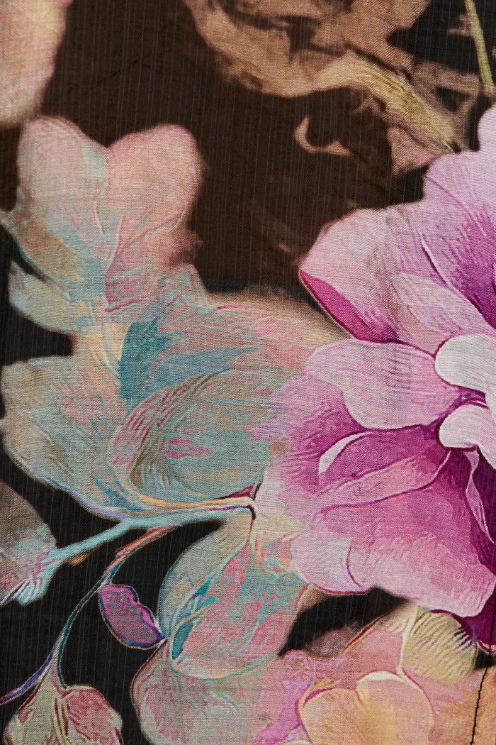Ready or Not Top in Black with Multi Floral fabric