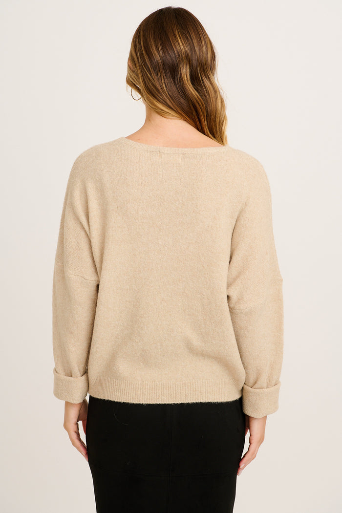 Mix Up Knit in Taupe Wool Blend back