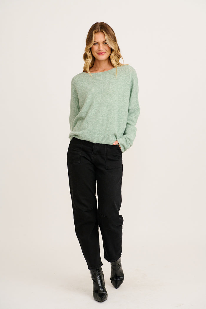 Mix Up Knit in Sage Wool Blend full length