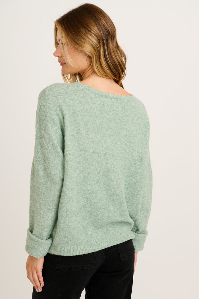 Mix Up Knit in Sage Wool Blend back