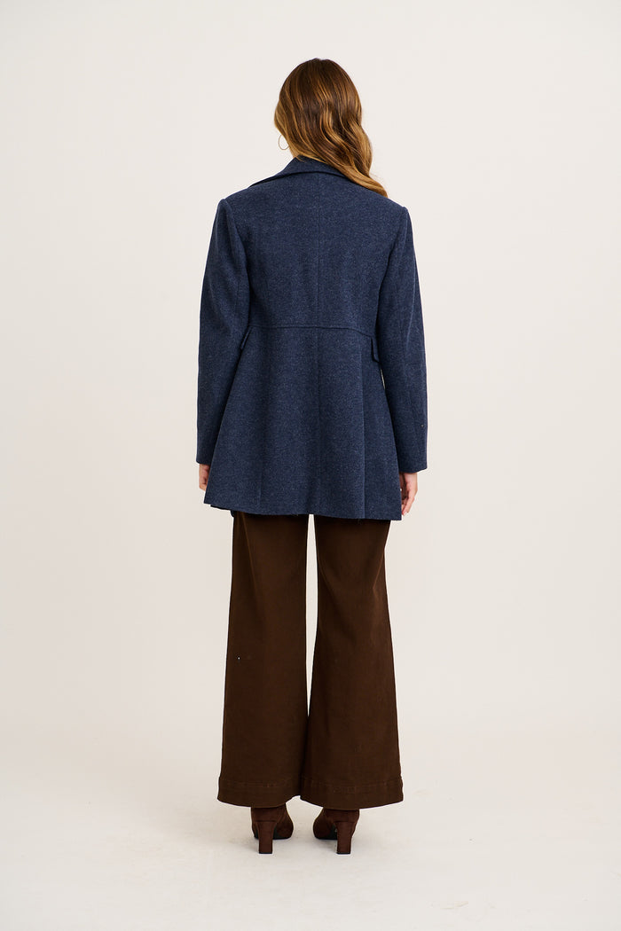 Arden Coat In Navy full length