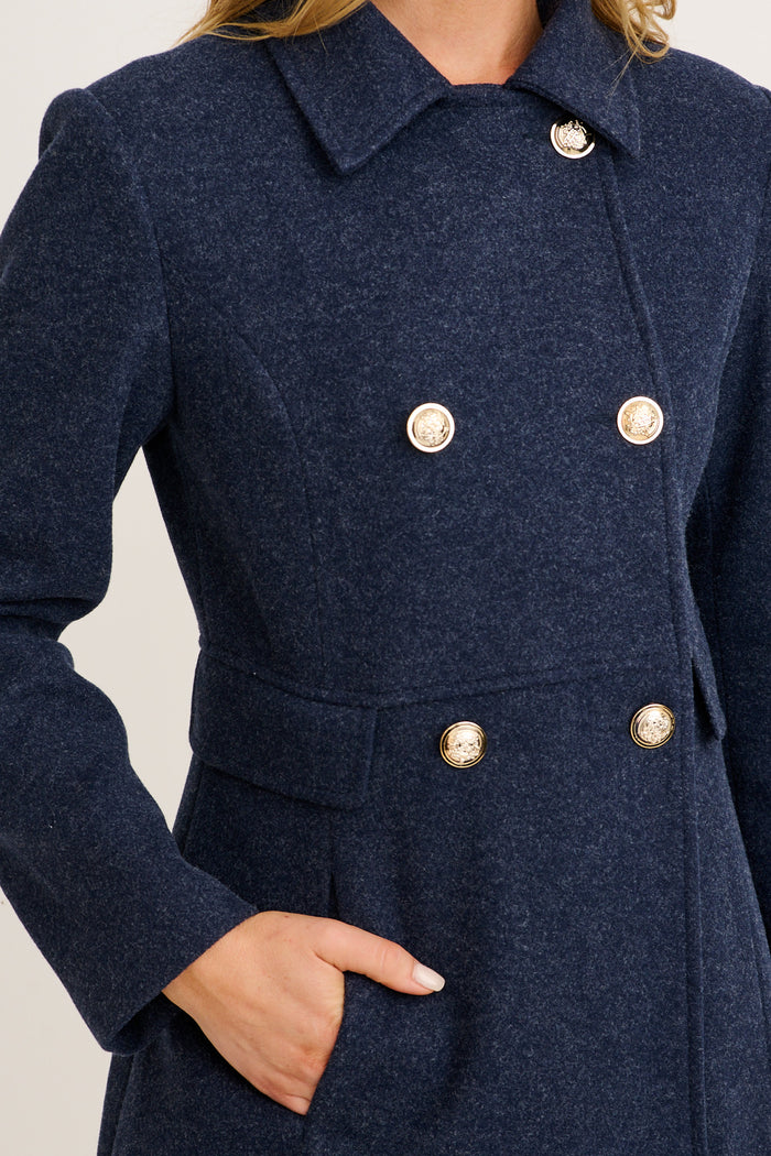 Arden Coat In Navy detail