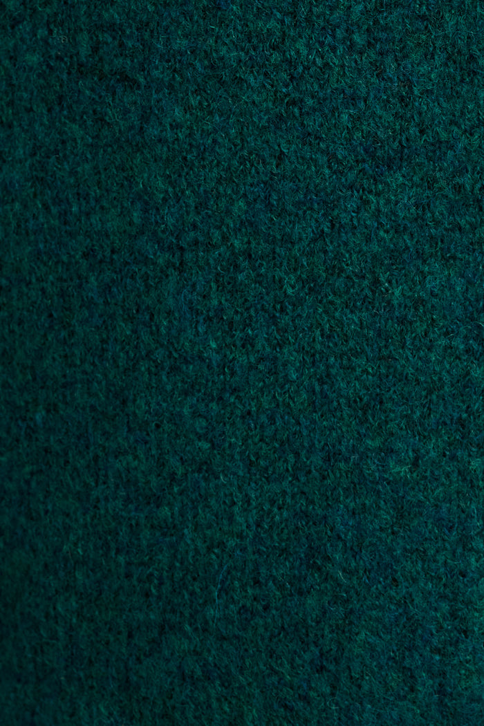 Winter Sun Knit Cardigan in Emerald Wool Blend fabric