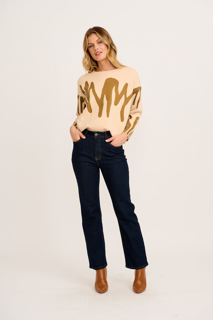 Leela Knit in Beige Cotton Blend full length