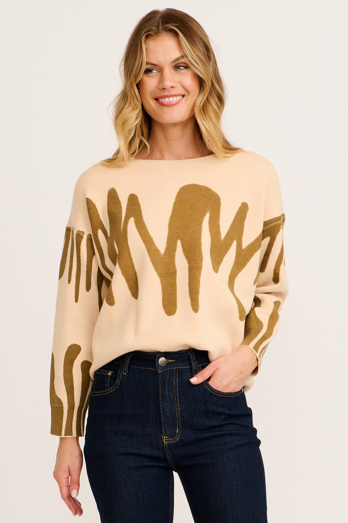 Leela Knit in Beige Cotton Blend front