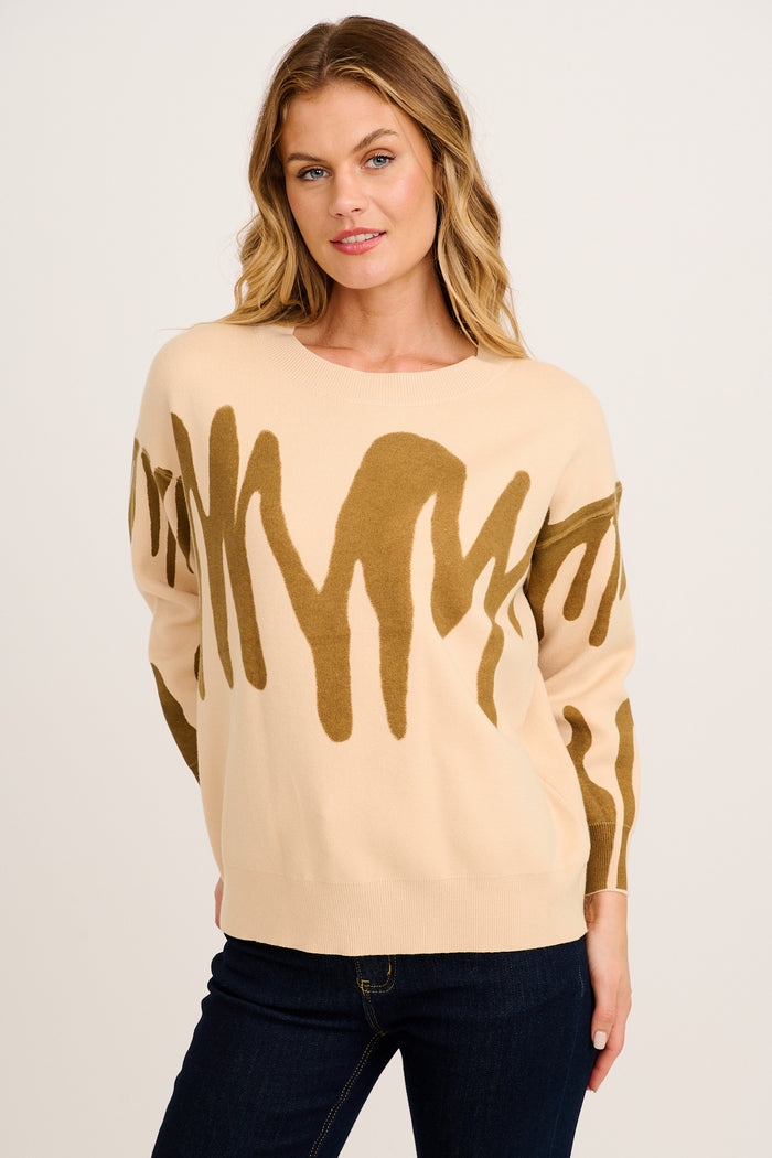 Leela Knit in Beige Cotton Blend front
