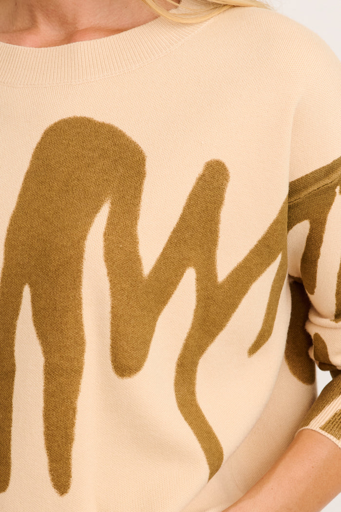 Leela Knit in Beige Cotton Blend detail