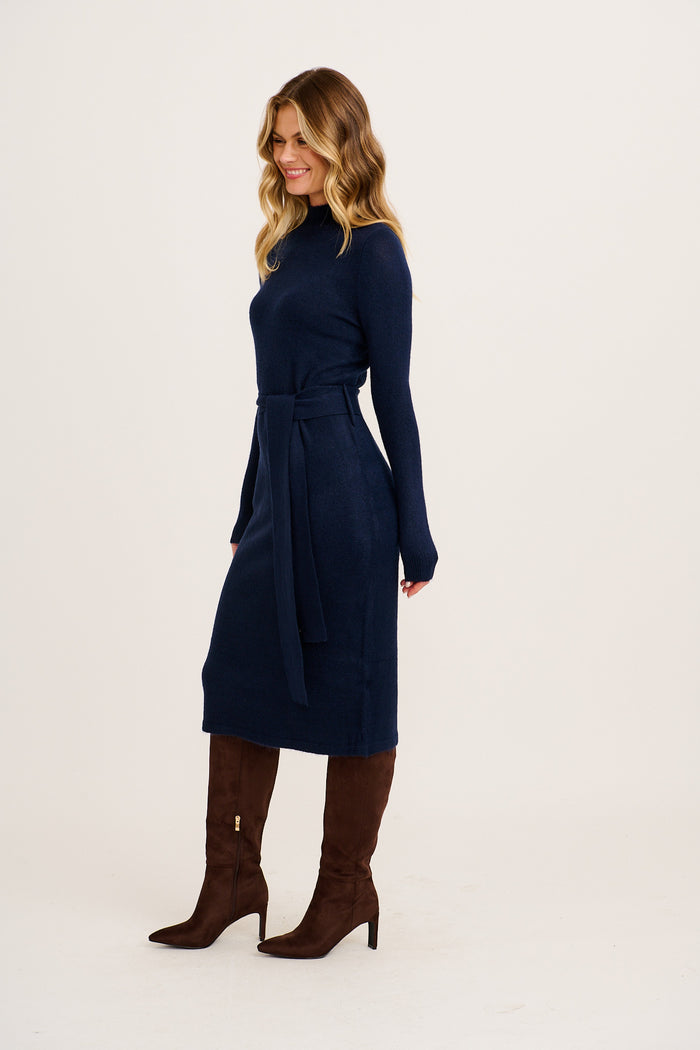 Periscope Midi Knit Dress in Navy side