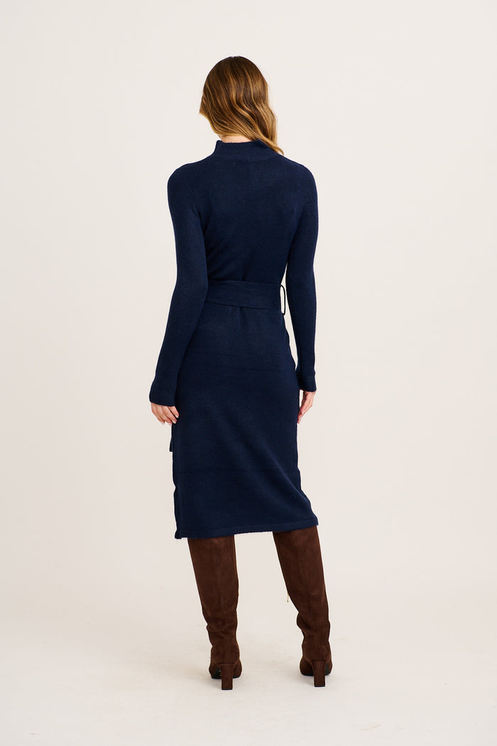 Periscope Midi Knit Dress in Navy back