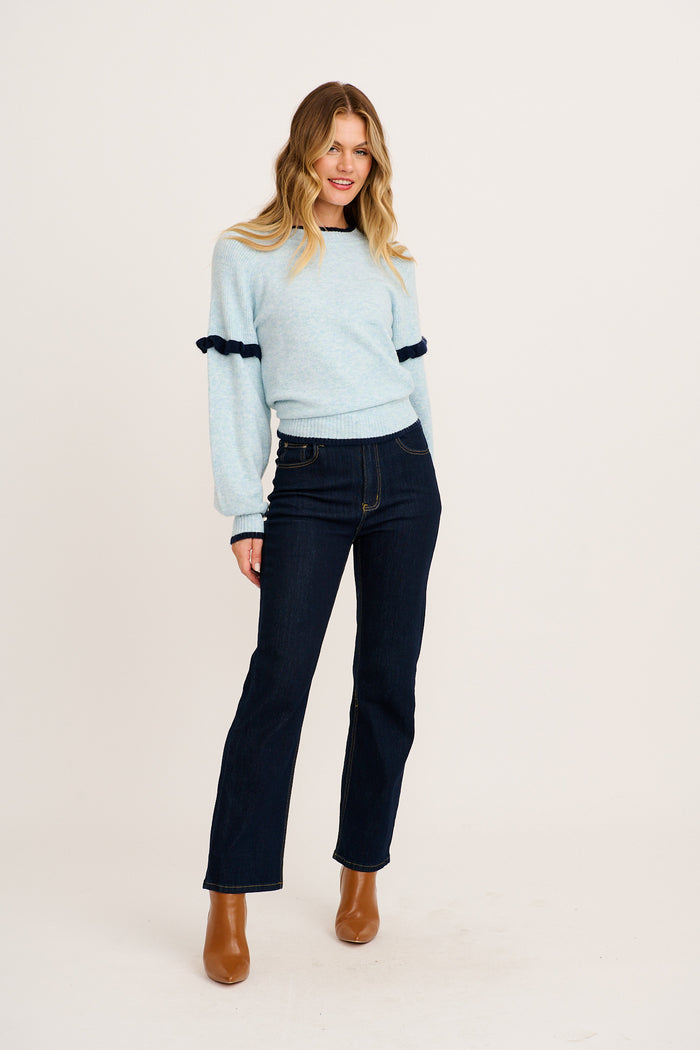 Signe Knit in Blue Marle full length