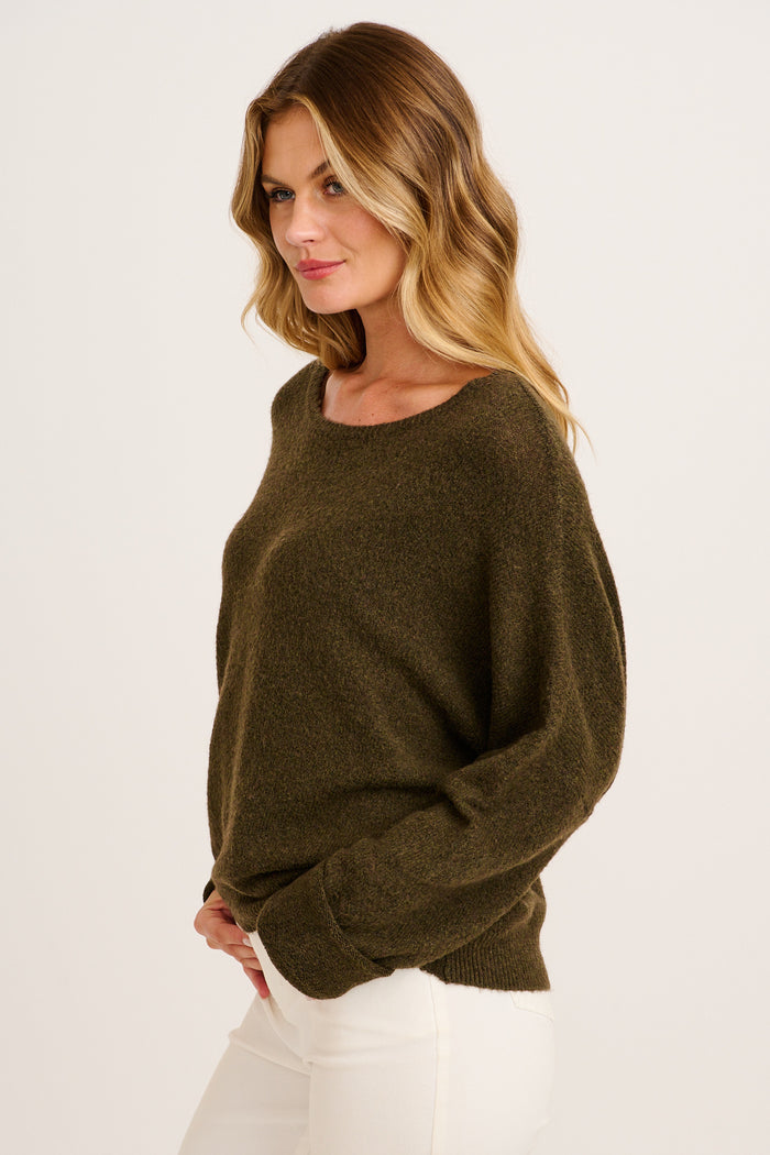 Mix Up Knit in Chocolate Wool Blend side