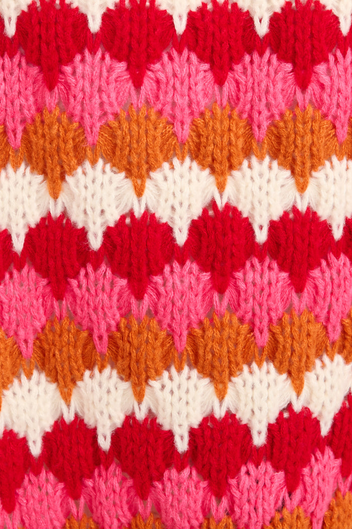 Colour Splash Knit Cardigan in Red Multi Wool Blend fabric