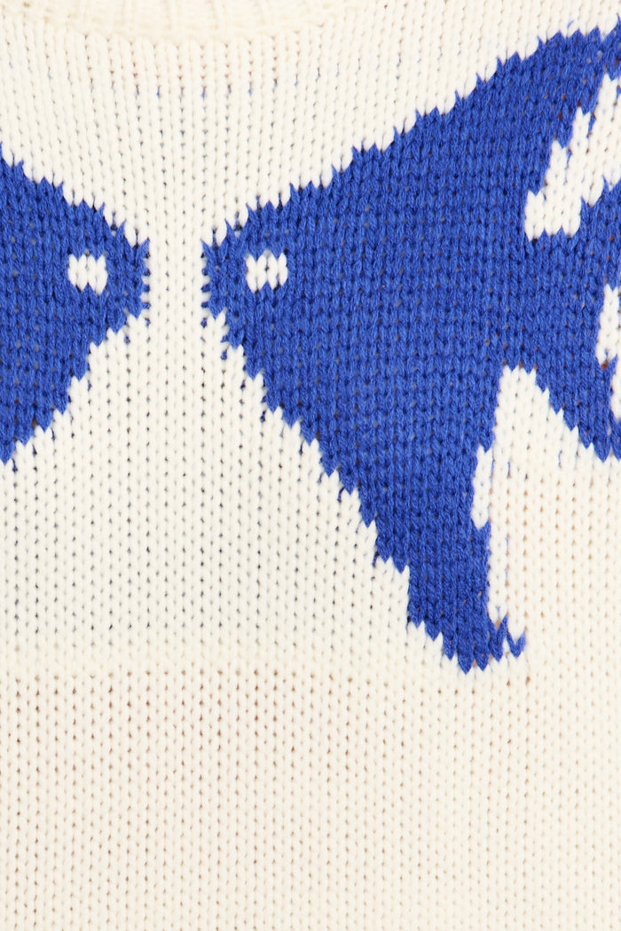 Fair Play Knit in White Graphic Intarsia fabric