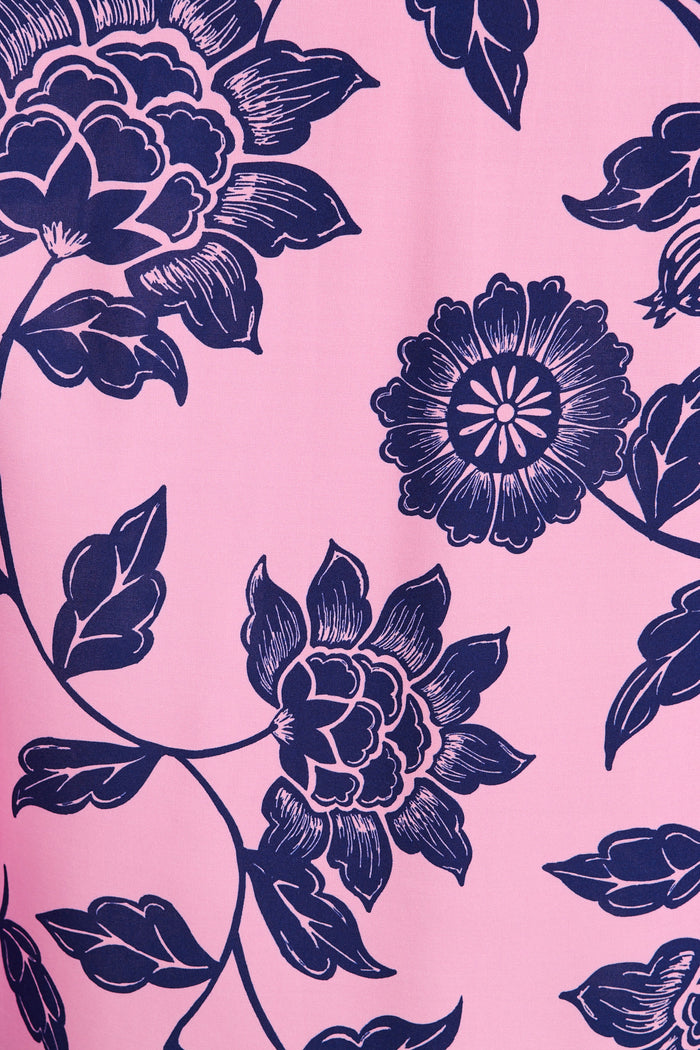 Lakelyn Maxi Skirt in Pink with Navy Floral fabric