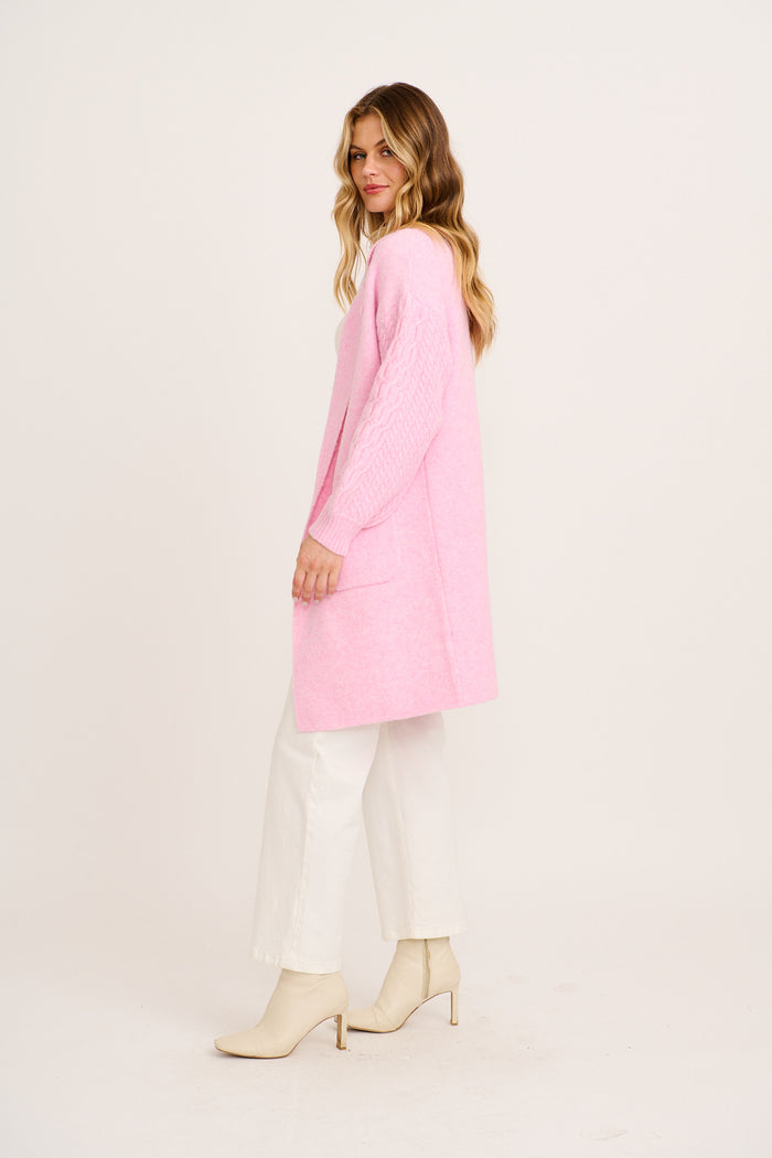 Winter Sun Knit Cardigan in Pink Wool Blend side