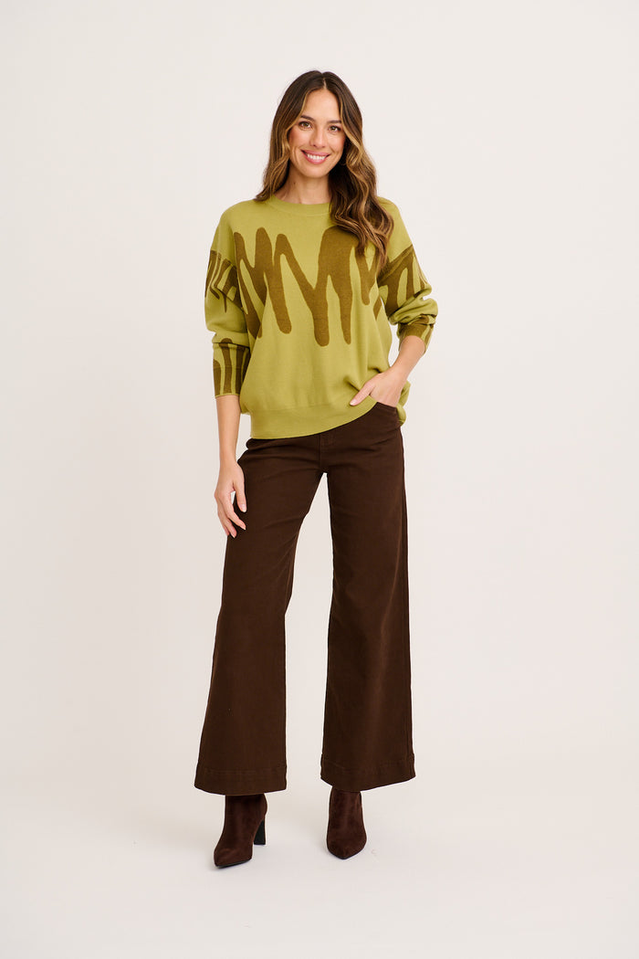 Leela Knit in Khaki Cotton Blend full length