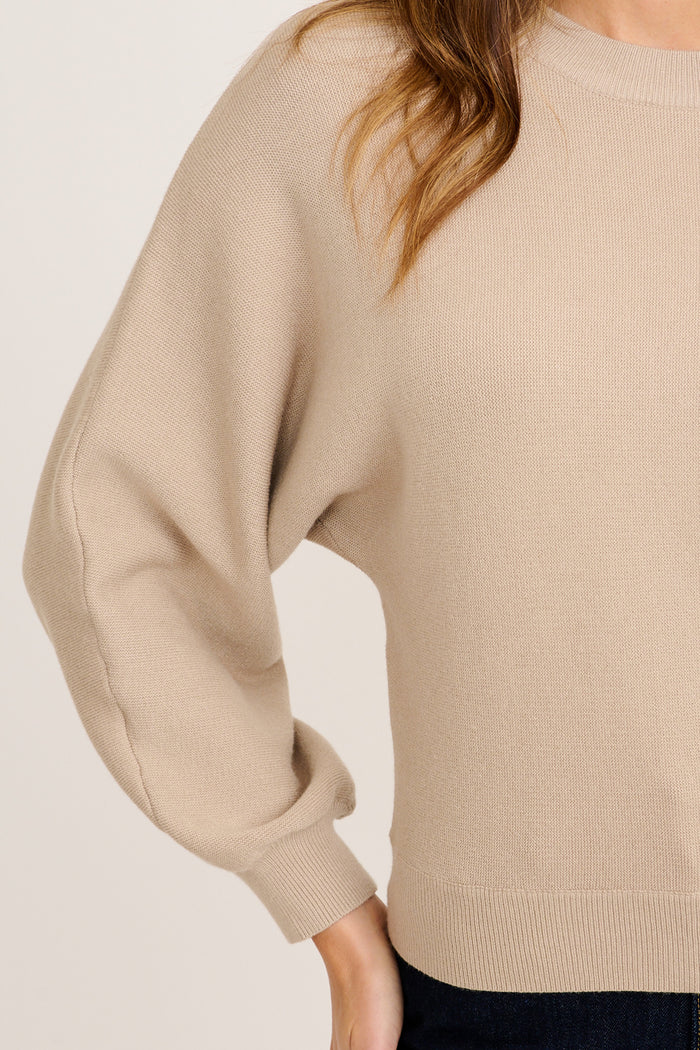 Nadiyya Knit in Beige Cotton Blend detail
