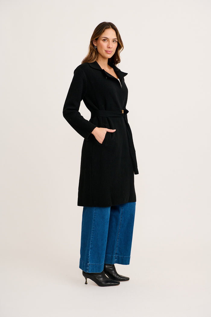 Lucrezia Knit Coatigan in Black side