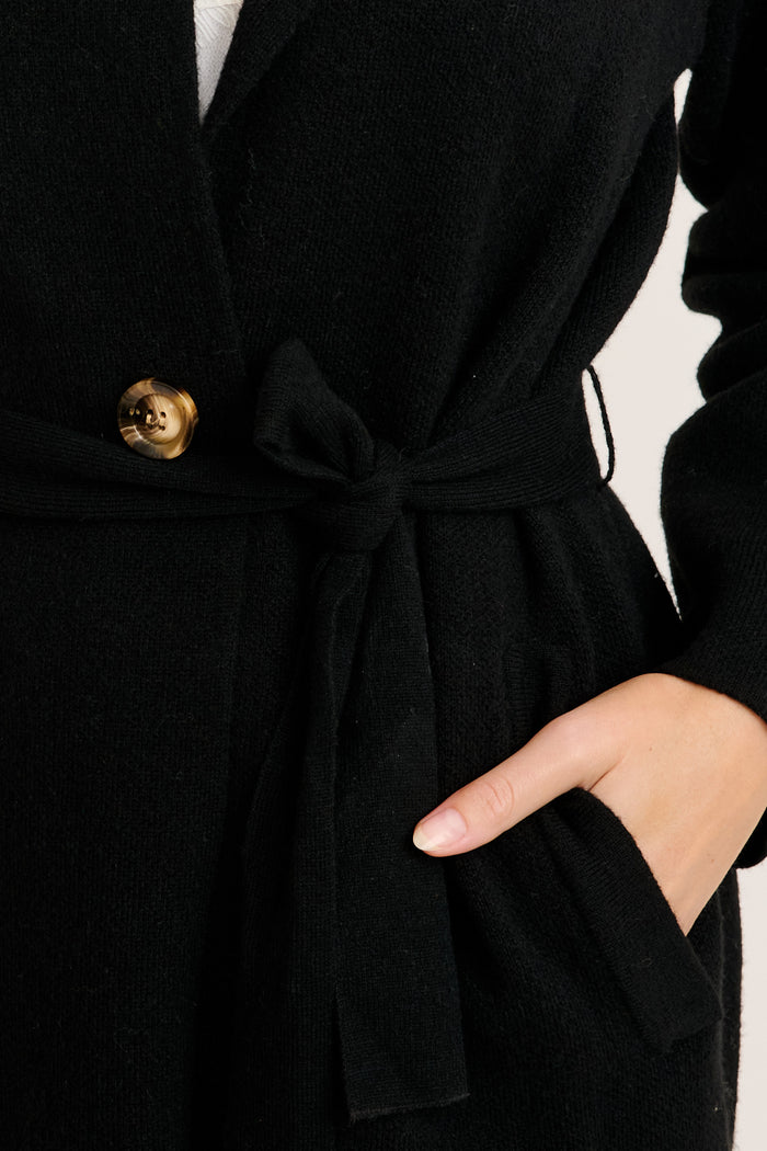 Lucrezia Knit Coatigan in Black detail