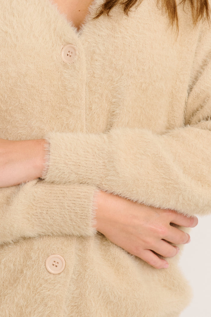 Verbena Knit Cardigan in Beige detail
