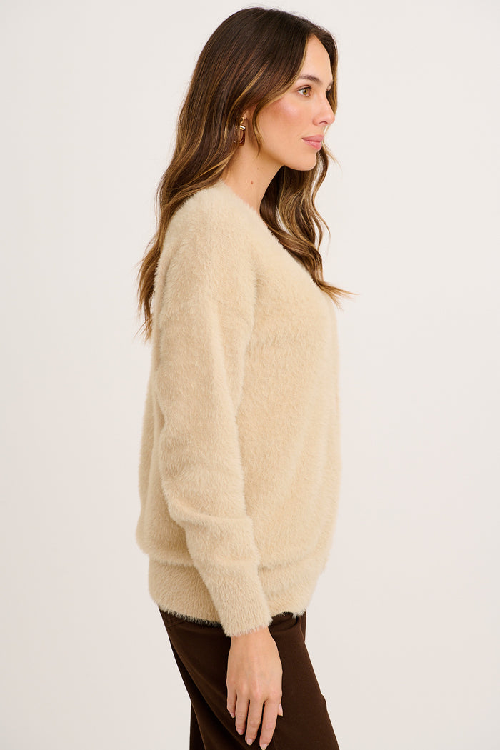 Verbena Knit Cardigan in Beige side