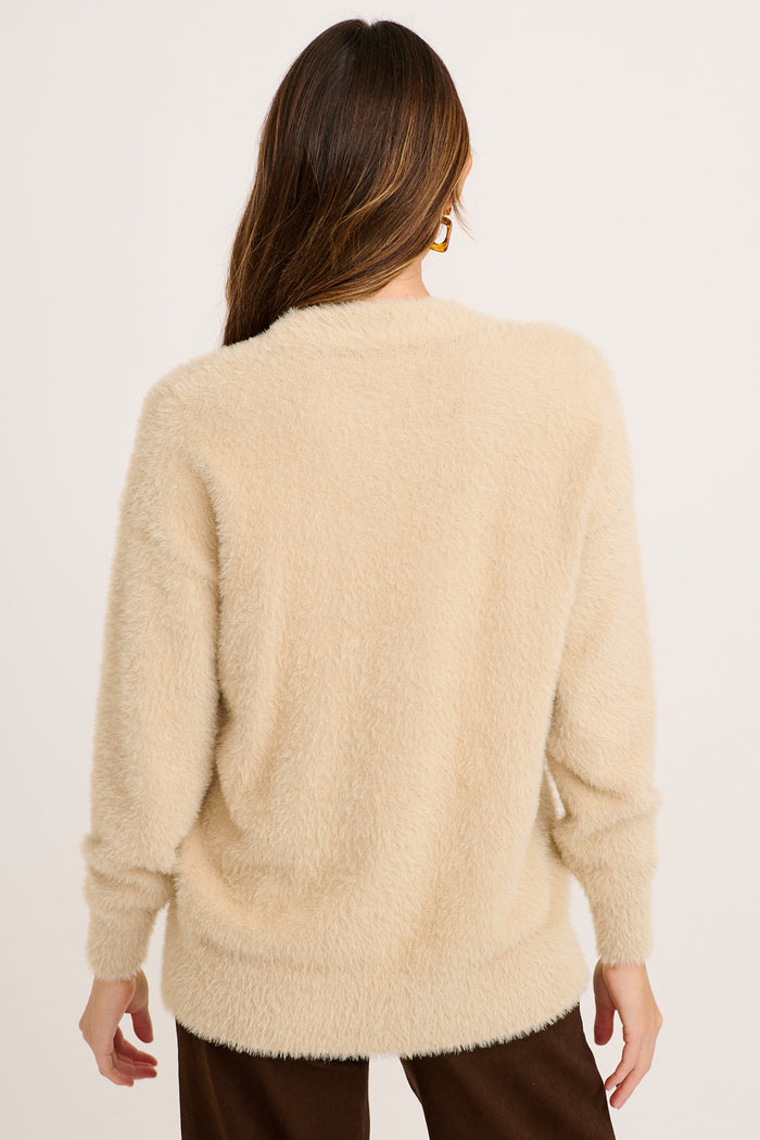 Verbena Knit Cardigan in Beige back